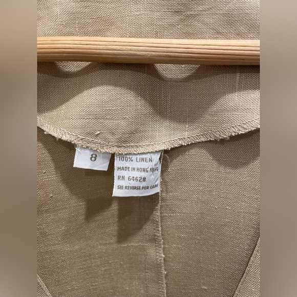 TOTOnKO 100% Linen Blazer, Vintage in Natural Linen Beige Sz 8 - Picture 3 of 8